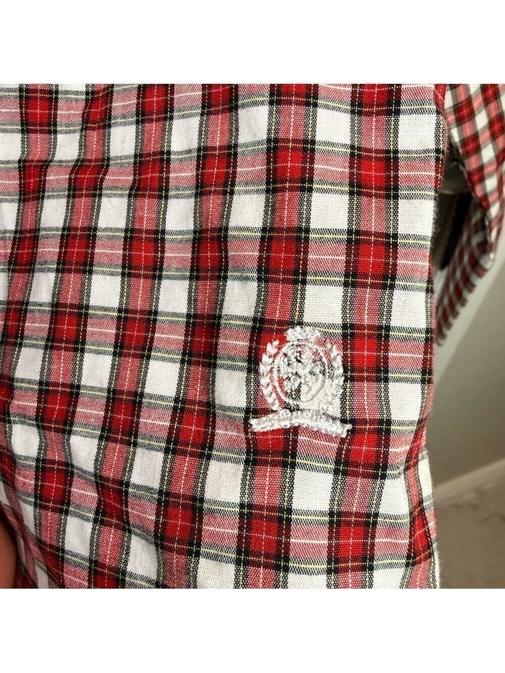 Tommy Hilfiger Red White Plaid Button Down Shirt Size 12 - Picture 4 of 4